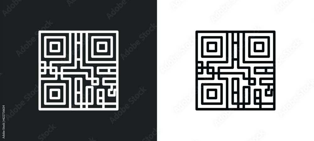 Poster qr code outline icon in white and black colors. qr code flat vector icon from ecommerce collection f