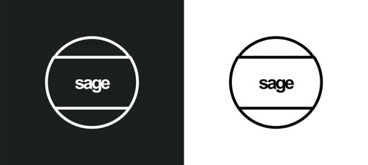 sage outline icon in white and black colors. sage flat vector icon from payment collection for web, mobile apps and ui.