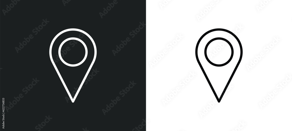 Poster map pointer outline icon in white and black colors. map pointer flat vector icon from payment collec