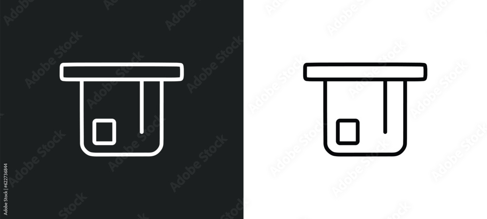 Poster insert card outline icon in white and black colors. insert card flat vector icon from ecommerce coll