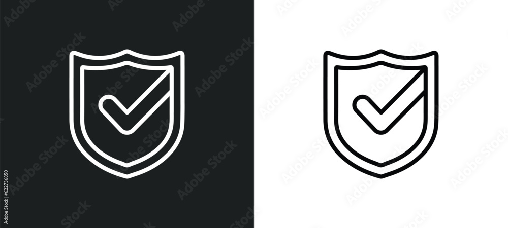 Poster guaranty shield outline icon in white and black colors. guaranty shield flat vector icon from ecomme