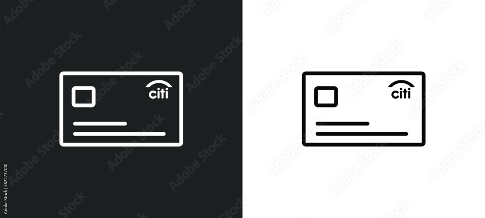 Poster citi outline icon in white and black colors. citi flat vector icon from payment collection for web, 
