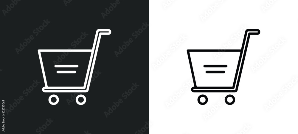 Poster cart outline icon in white and black colors. cart flat vector icon from ecommerce collection for web