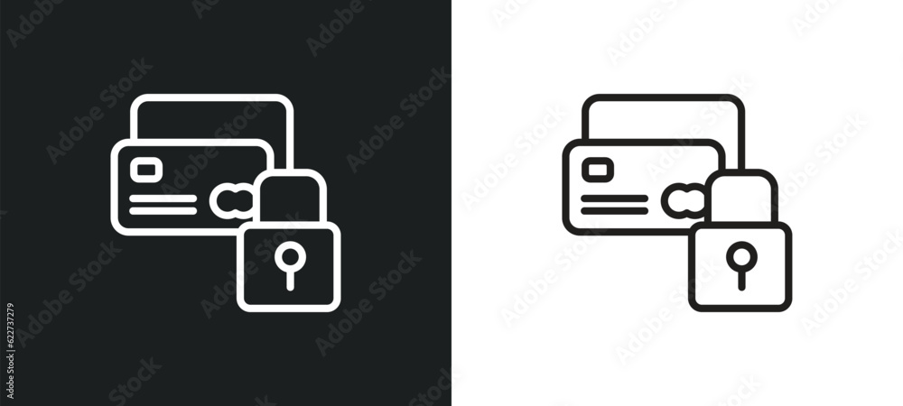 Poster payment security outline icon in white and black colors. payment security flat vector icon from e co
