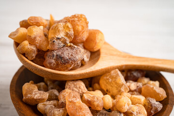 Frankincense or olibanum aromatic resin and soap for used in incense and perfumes.