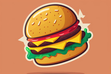 vector meat and cheese hamburger on white background