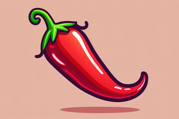 Vector red spicy hot chili pepper vector illustration - obrazy, fototapety, plakaty