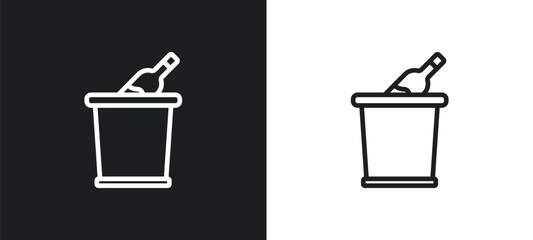ice bucket and bottle outline icon in white and black colors. ice bucket and bottle flat vector icon from drinks collection for web, mobile apps ui. © Digital Bazaar