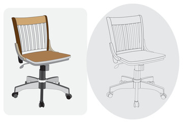 Comfortable office chair on wheel. 
Realistic  design vector illustration.
