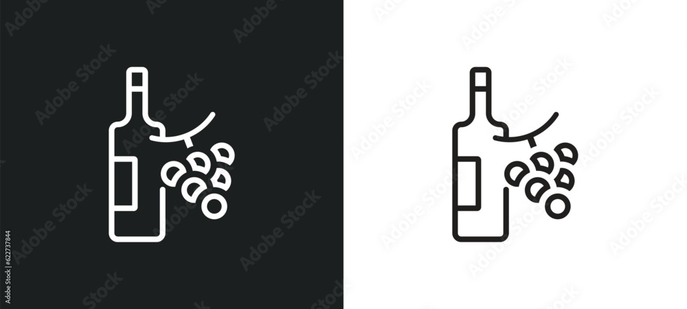 Poster bunch of grapes outline icon in white and black colors. bunch of grapes flat vector icon from drinks