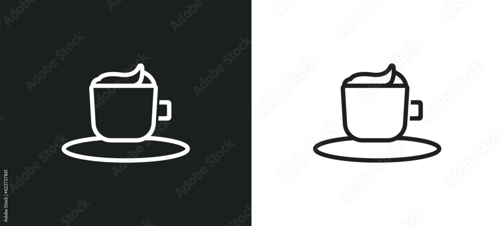 Poster espresso outline icon in white and black colors. espresso flat vector icon from drinks collection fo