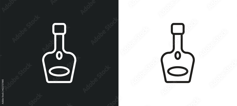 Poster cognac outline icon in white and black colors. cognac flat vector icon from drinks collection for we