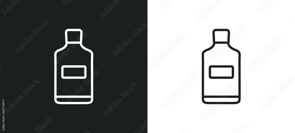 Poster rum outline icon in white and black colors. rum flat vector icon from drinks collection for web, mob