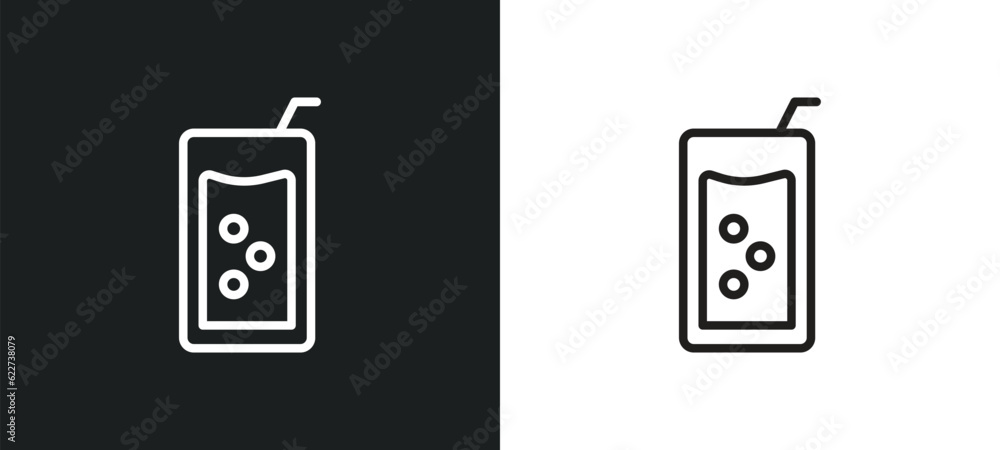 Poster soft drink outline icon in white and black colors. soft drink flat vector icon from drinks collectio