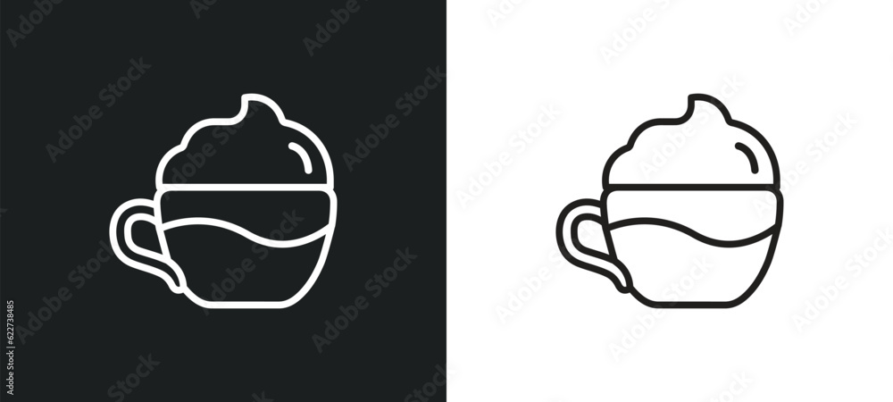 Poster frappe outline icon in white and black colors. frappe flat vector icon from drinks collection for we