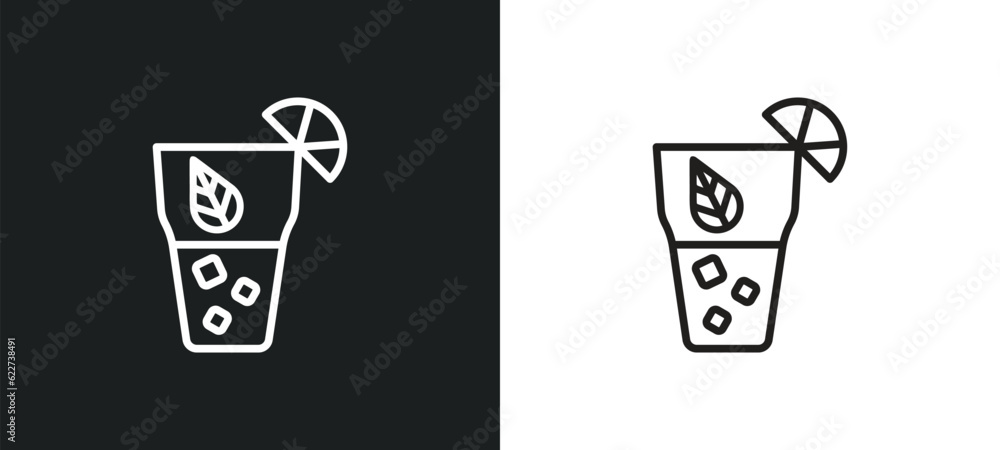 Poster cuba libre outline icon in white and black colors. cuba libre flat vector icon from drinks collectio