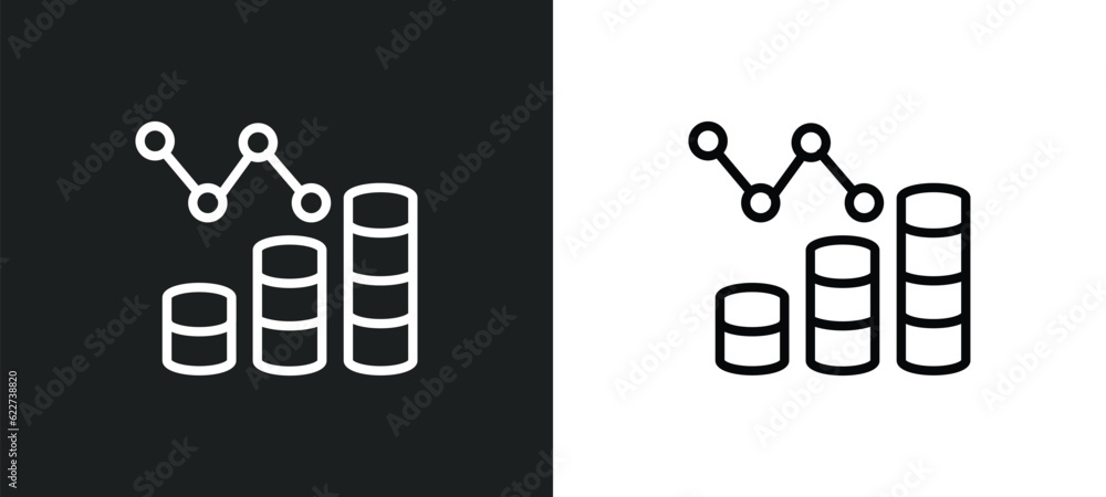 Poster analytics outline icon in white and black colors. analytics flat vector icon from digital economy co