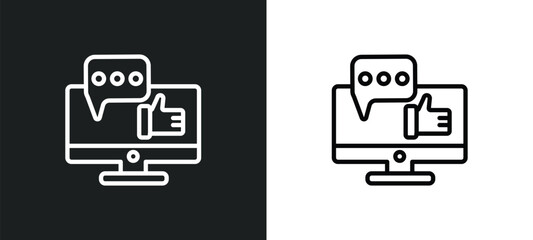 social media outline icon in white and black colors. social media flat vector icon from digital economy collection for web, mobile apps and ui.