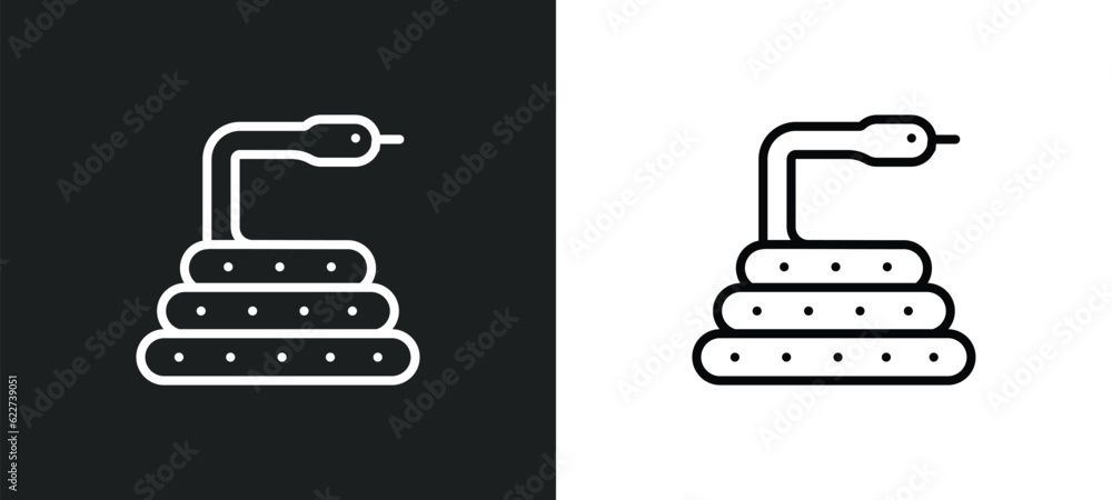 Poster snake outline icon in white and black colors. snake flat vector icon from wild west collection for w