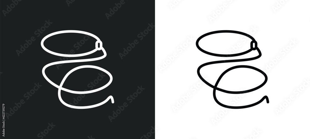 Poster lasso outline icon in white and black colors. lasso flat vector icon from desert collection for web,