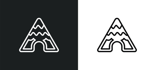 tepee outline icon in white and black colors. tepee flat vector icon from desert collection for web, mobile apps and ui.