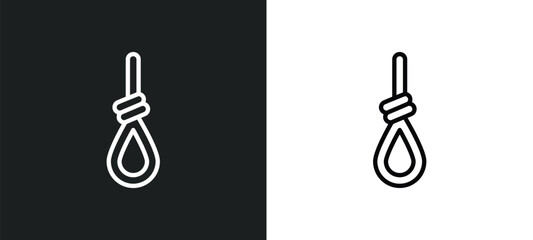 noose outline icon in white and black colors. noose flat vector icon from desert collection for web, mobile apps and ui. - obrazy, fototapety, plakaty