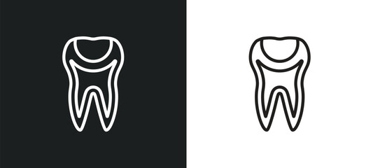 tooth filling outline icon in white and black colors. tooth filling flat vector icon from dentist collection for web, mobile apps and ui.