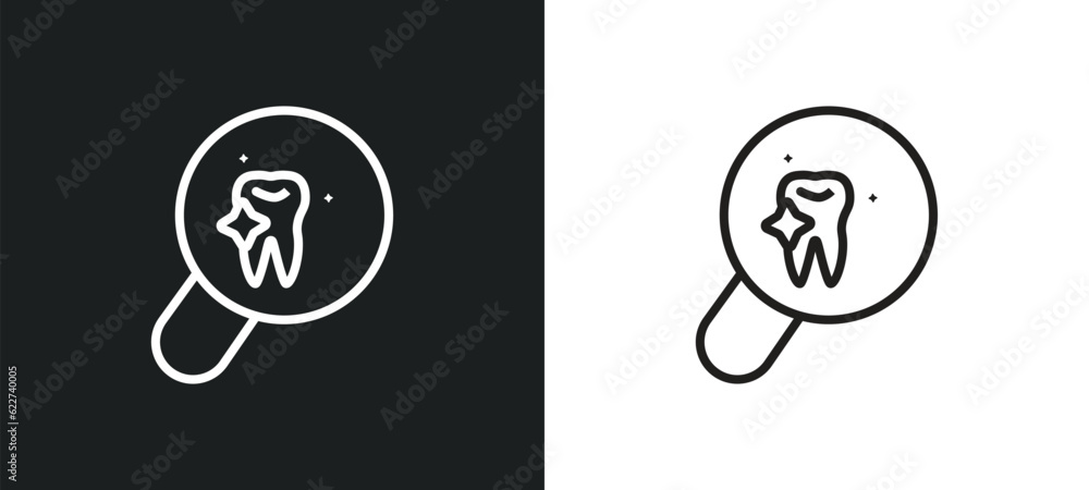 Poster check up outline icon in white and black colors. check up flat vector icon from dentist collection f