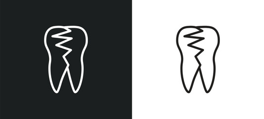 broken tooth outline icon in white and black colors. broken tooth flat vector icon from dentist collection for web, mobile apps and ui.