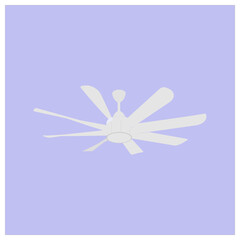 Ceiling air fan vector drawing on isolated white background fix on roof wall illustration object icon sign logo flat design cartoon realistic abstract art concept electric home appliance many blades.
