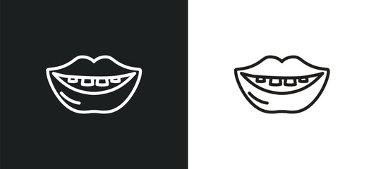 Obraz premium mouth outline icon in white and black colors. mouth flat vector icon from dentist collection for web, mobile apps and ui.