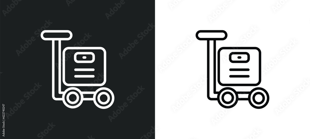 Poster delivering box outline icon in white and black colors. delivering box flat vector icon from packing 