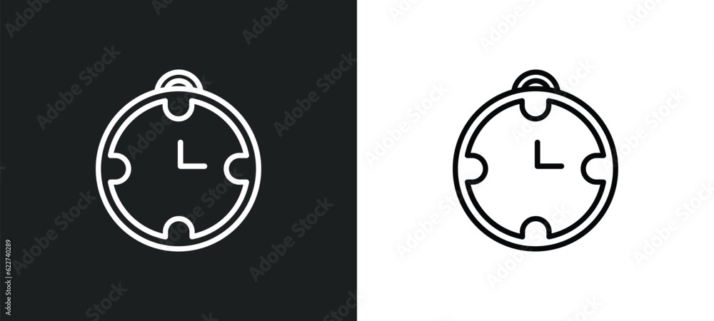 Poster wait time outline icon in white and black colors. wait time flat vector icon from packing and delive