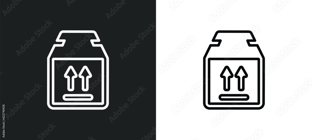 Poster delivery box outline icon in white and black colors. delivery box flat vector icon from delivery and