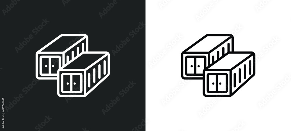 Poster delivery containers outline icon in white and black colors. delivery containers flat vector icon fro