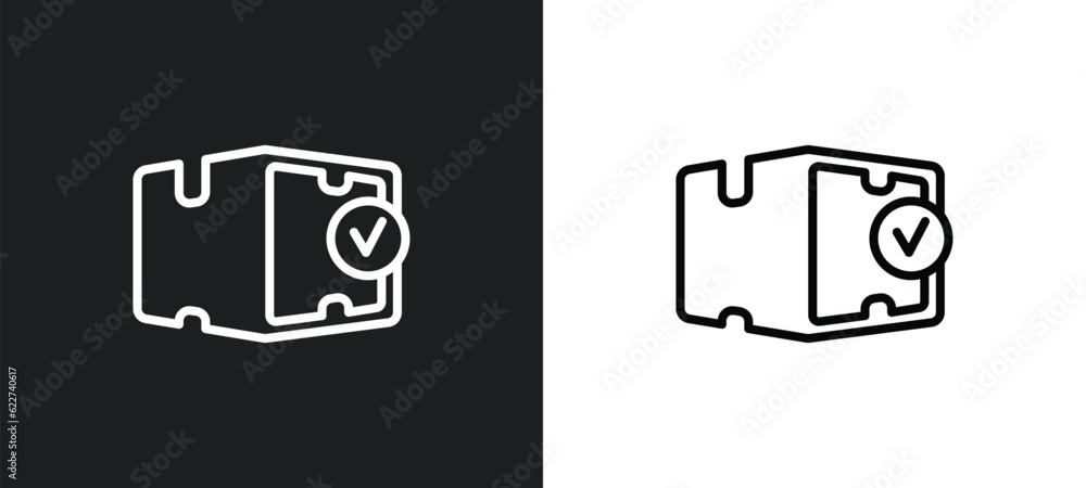 Poster packages outline icon in white and black colors. packages flat vector icon from delivery and logisti