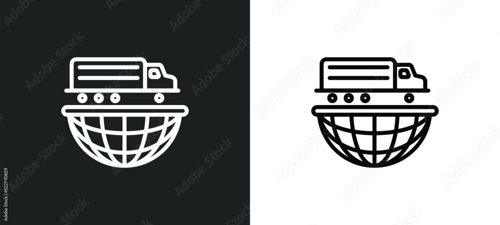 Poster logistic outline icon in white and black colors. logistic flat vector icon from delivery and logisti
