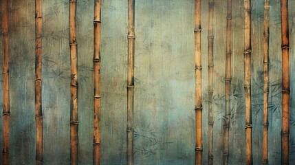 Bamboo forest grunge background texture. ai generative art.