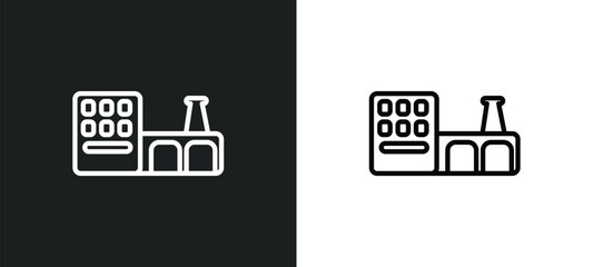 factory outline icon in white and black colors. factory flat vector icon from delivery and logistic collection for web, mobile apps and ui.
