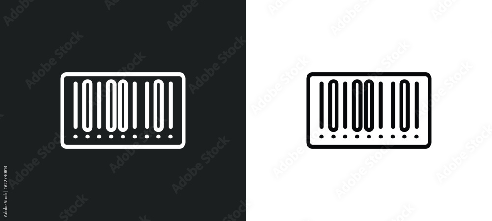 Poster barcode outline icon in white and black colors. barcode flat vector icon from delivery and logistic 