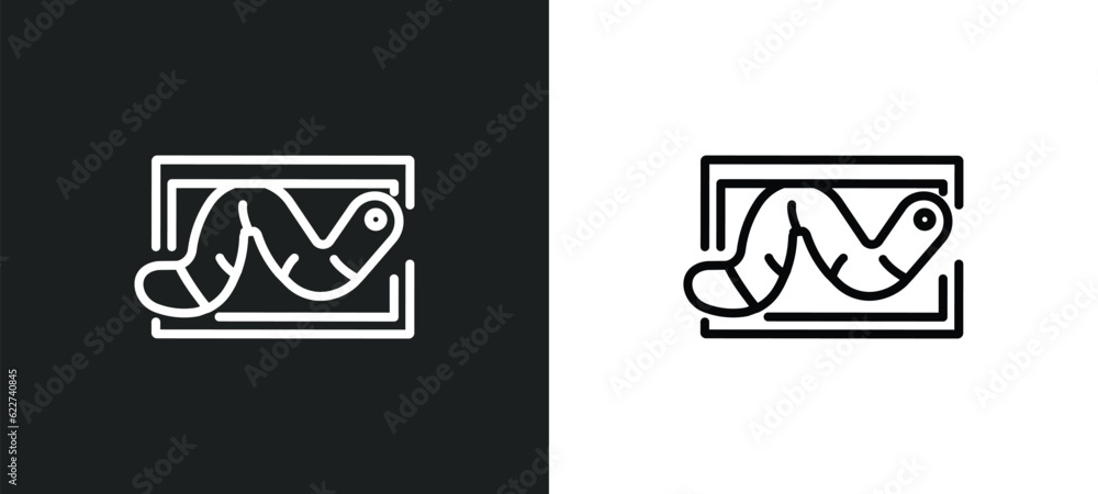 Poster worm outline icon in white and black colors. worm flat vector icon from cyber collection for web, mo