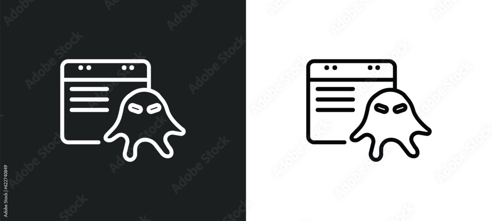 Poster rootkit outline icon in white and black colors. rootkit flat vector icon from cyber collection for w