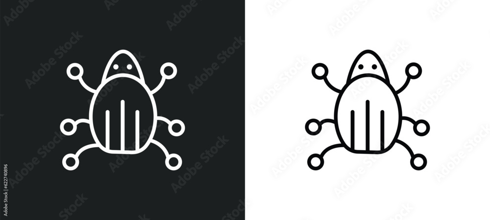 Poster malware outline icon in white and black colors. malware flat vector icon from cyber collection for w