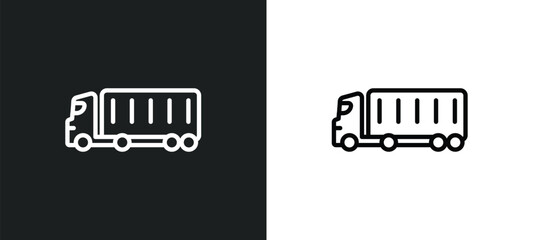 delivery truck outline icon in white and black colors. delivery truck flat vector icon from delivery and logistic collection for web, mobile apps and ui.