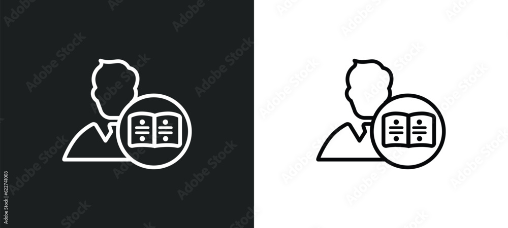 Poster open book outline icon in white and black colors. open book flat vector icon from customer service c