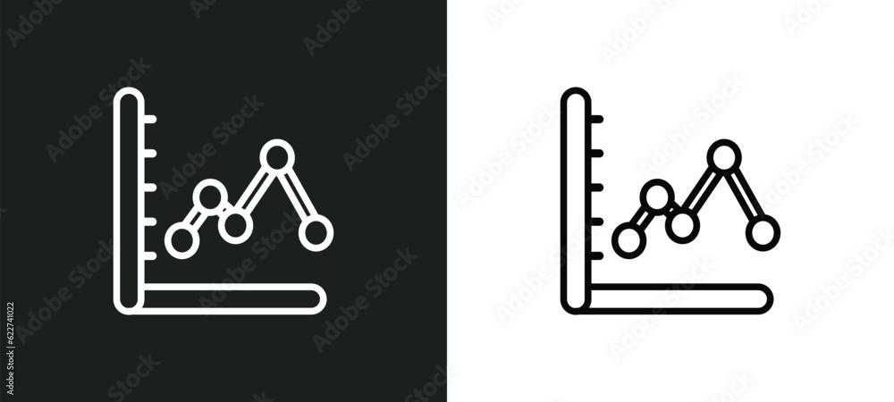 Poster line chart outline icon in white and black colors. line chart flat vector icon from customer service