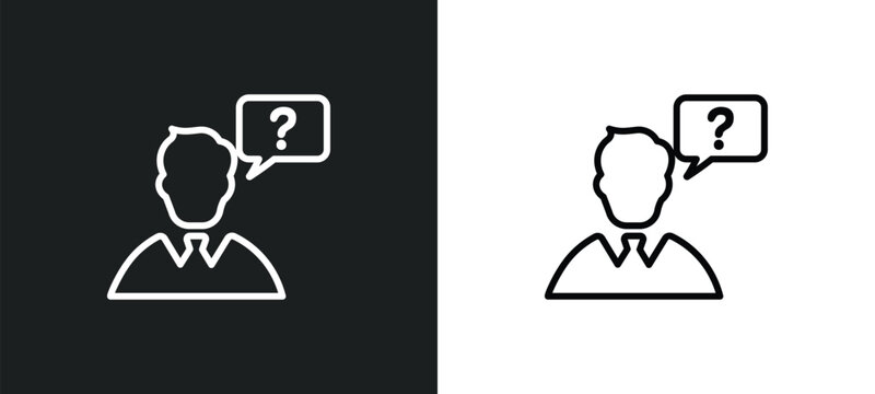 Question Outline Icon In White And Black Colors. Question Flat Vector Icon From Customer Service Collection For Web, Mobile Apps And Ui.