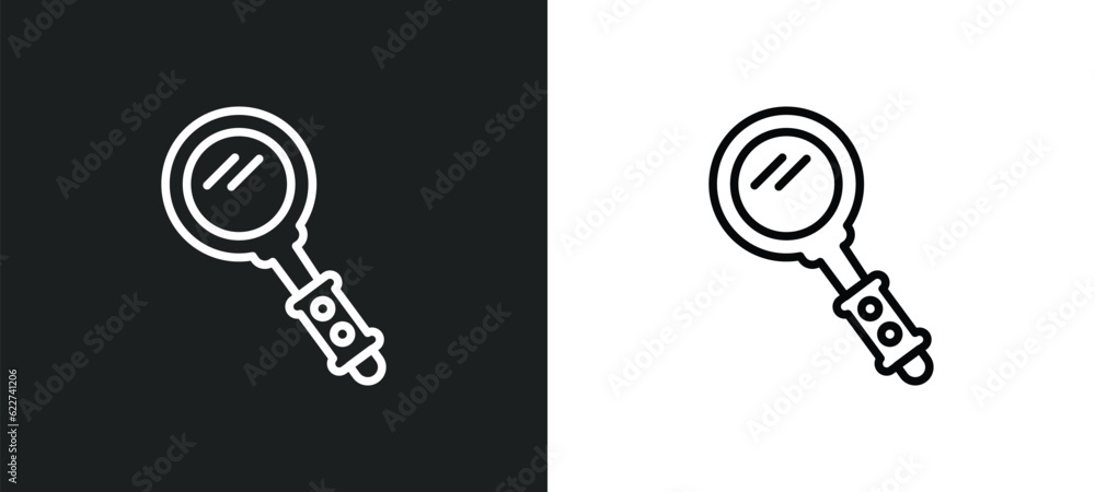 Poster loupe outline icon in white and black colors. loupe flat vector icon from customer service collectio