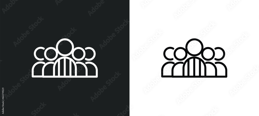 Poster group outline icon in white and black colors. group flat vector icon from customer service collectio