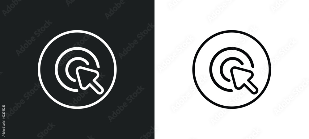 Poster circle outline icon in white and black colors. circle flat vector icon from cursor collection for we